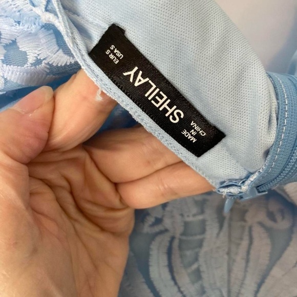 Stunning Light Blue Lace Midi Dress with zipper back Sheilay S - Picture 4 of 4